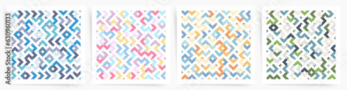 Modern Graphic Maze Design Set. Vector Geometric Abstract Seamless Ethnic North Patterns for Covers and Posters.