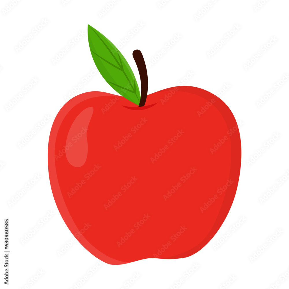 Whole ripe apple vector illustration. Cartoon drawing of healthy food or red fruit isolated on white background. Organic food, healthy eating concept
