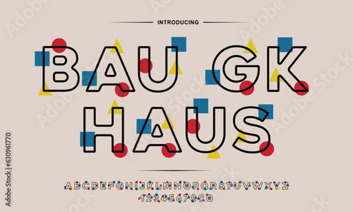 Bau gk haus letters and numbers set. Modern typography. Font for events, promotions, logos, banner, monogram and poster.