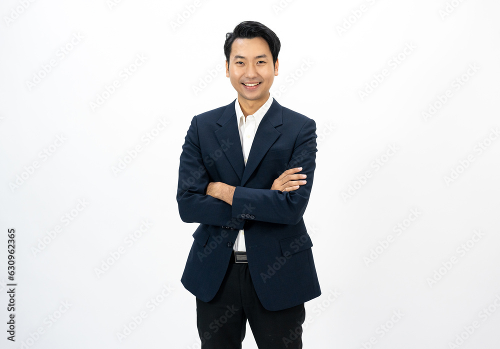Portrait of Happy Young asian businessman on isolated white background. Handsome businessman in office suit uniform. Portrait of Happy Young asian businessman on isolated white background. Handsome businessman in office suit uniform.