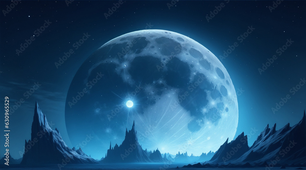 Moon in sky at night background asset game 2d futuristic. Generative AI. Moon in sky at night background asset game 2d futuristic. Generative AI.