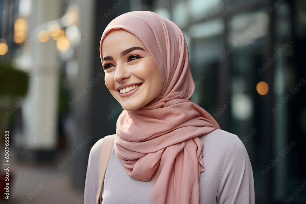 A woman wearing a hijab and smiling A woman wearing a hijab and smiling