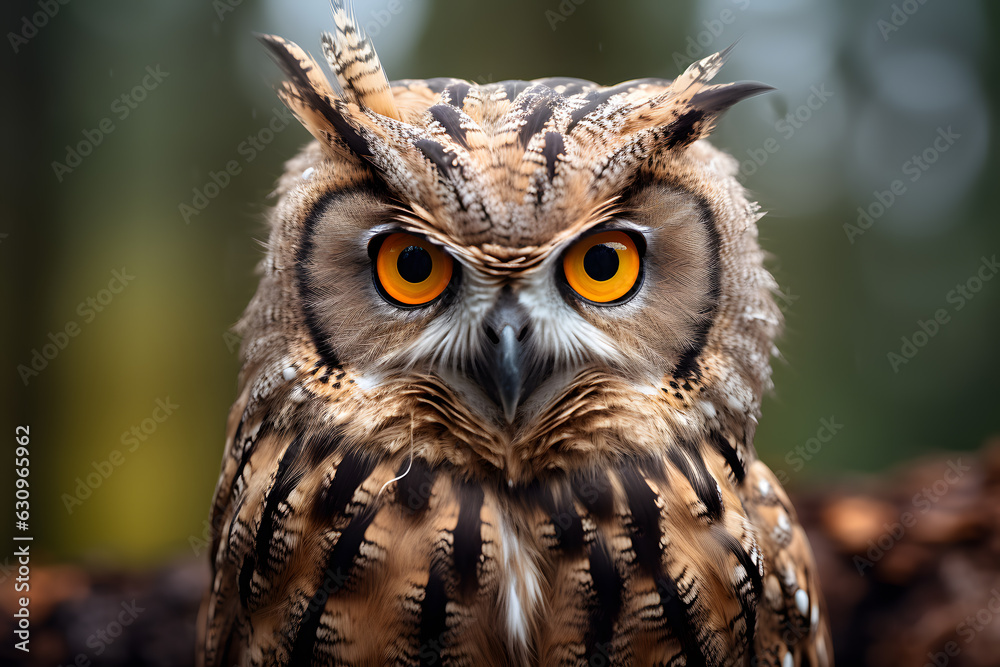 Fototapeta premium european eagle owl close up portrait