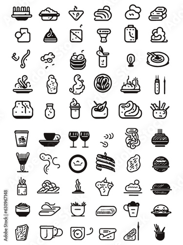 Meal icon set included food  restaurant  breakfast  lunch  dinner  and more icons. Editable Vector Stroke. black and white