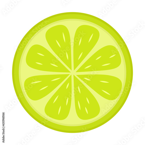 Round slice of lemon vector illustration. Cartoon drawing of healthy food or citrus fruit isolated on white background. Organic food, healthy eating concept