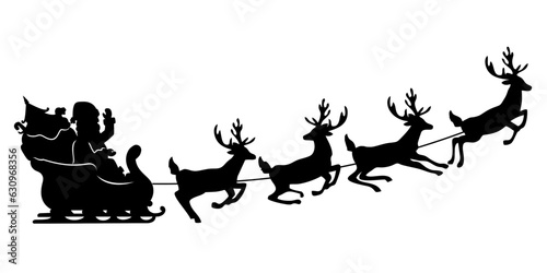 silhouette of santa carriage illustration vector
