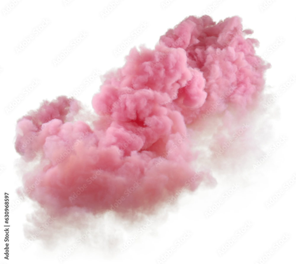 Explode pink clouds shapes on transparent backgrounds 3d illustrations png