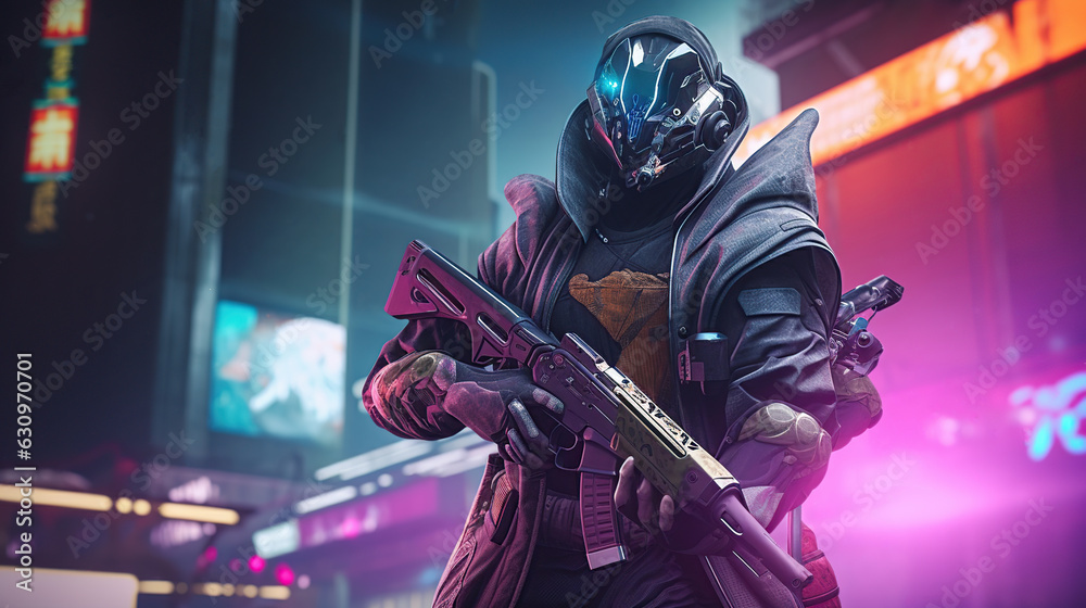 Sci-fi gaming character in futuristic suit aiming weapon,shooting gun,illustration, game Sci-fi gaming character in futuristic suit aiming weapon,shooting gun,illustration, game