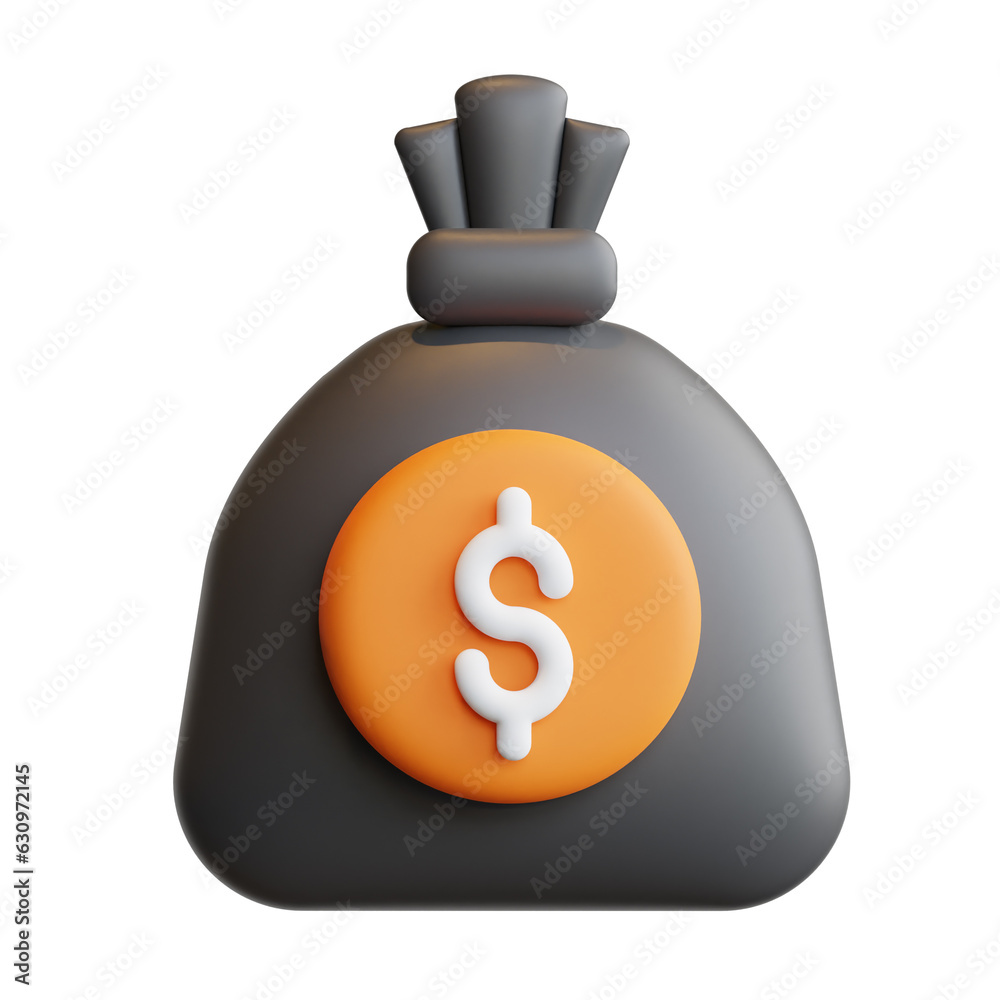 3D money bag Economy concept high quality render icon illustration 3D money bag Economy concept high quality render icon illustration