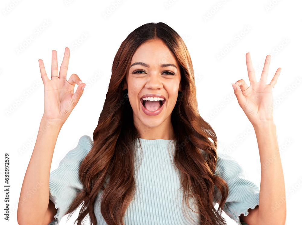 Okay, smile and sign with portrait of woman on png for like, support and motivation. Yes, emoji and agreement with face of person isolated on transparent background for wow, excited and opinion Okay, smile and sign with portrait of woman on png for like, support and motivation. Yes, emoji and agreement with face of person isolated on transparent background for wow, excited and opinion