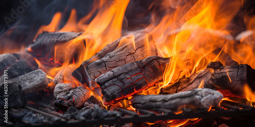 Closeup of burning coals from a fire