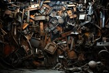 pile of scrap, Scrap metal, Steel beams