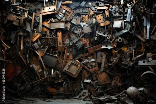 pile of scrap, Scrap metal, Steel beams