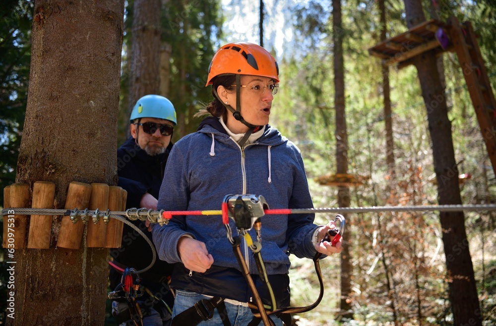 Emotional expressions on the faces of high climbers in an amusement rope park