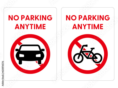 駐車禁止・駐輪禁止のポスター・ステッカーデザインセット（英語のみ・白）