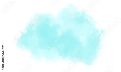 Abstract blue tropical watercolor paint brush stroke transparent background