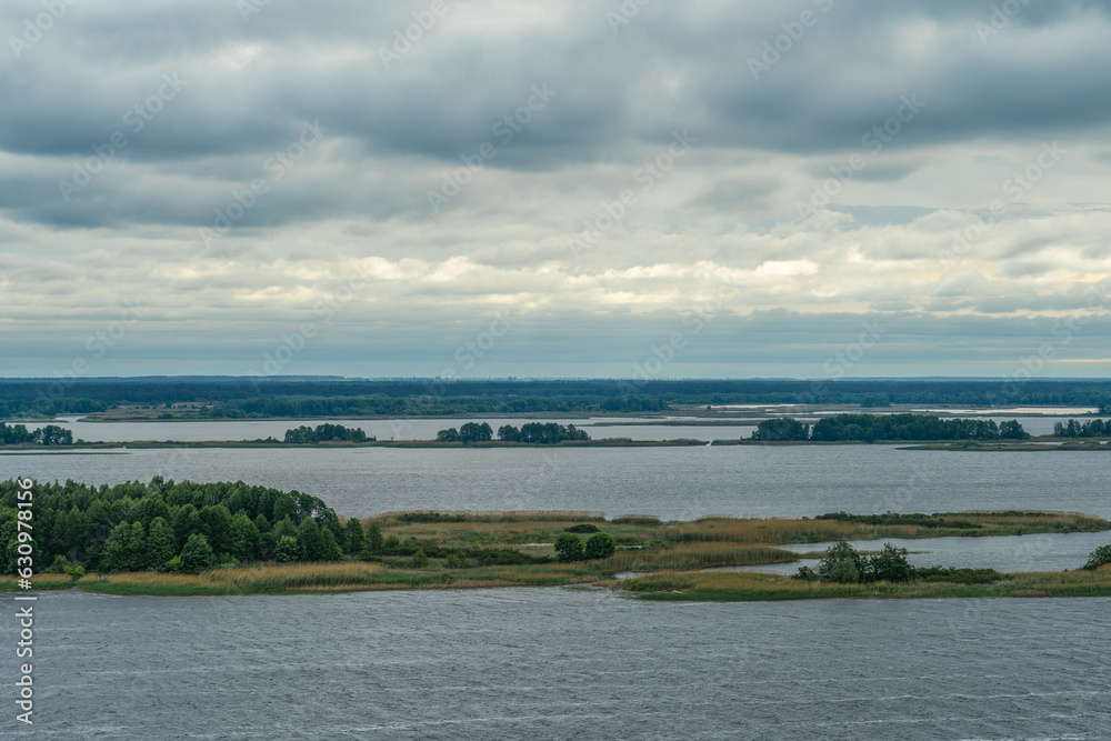 View of the Dnieper River from a high bank. View of the Dnieper River from a high bank.