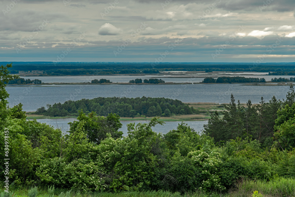 View of the Dnieper River from a high bank.