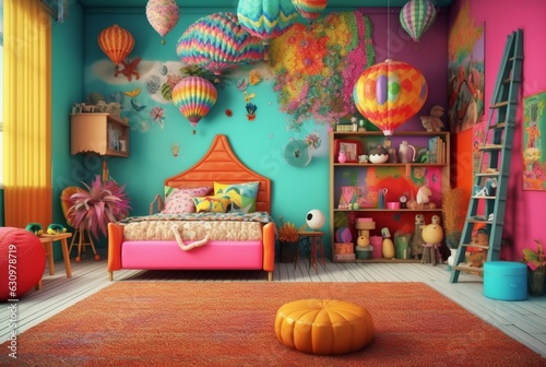 Modern and Playful Kids Room Design. generative ai