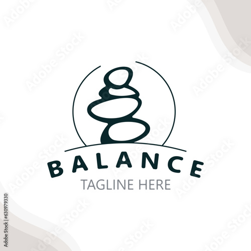 Balance stone logo massage stone yoga, rock arrangement for spa and health meditation symbol