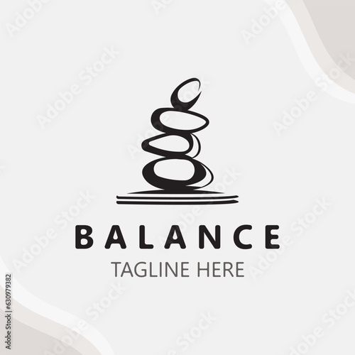 Balance stone logo massage stone yoga, rock arrangement for spa and health meditation symbol