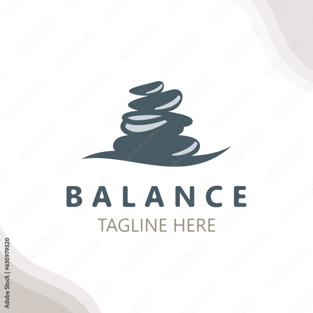 Balance stone logo massage stone yoga, rock arrangement for spa and health meditation symbol
