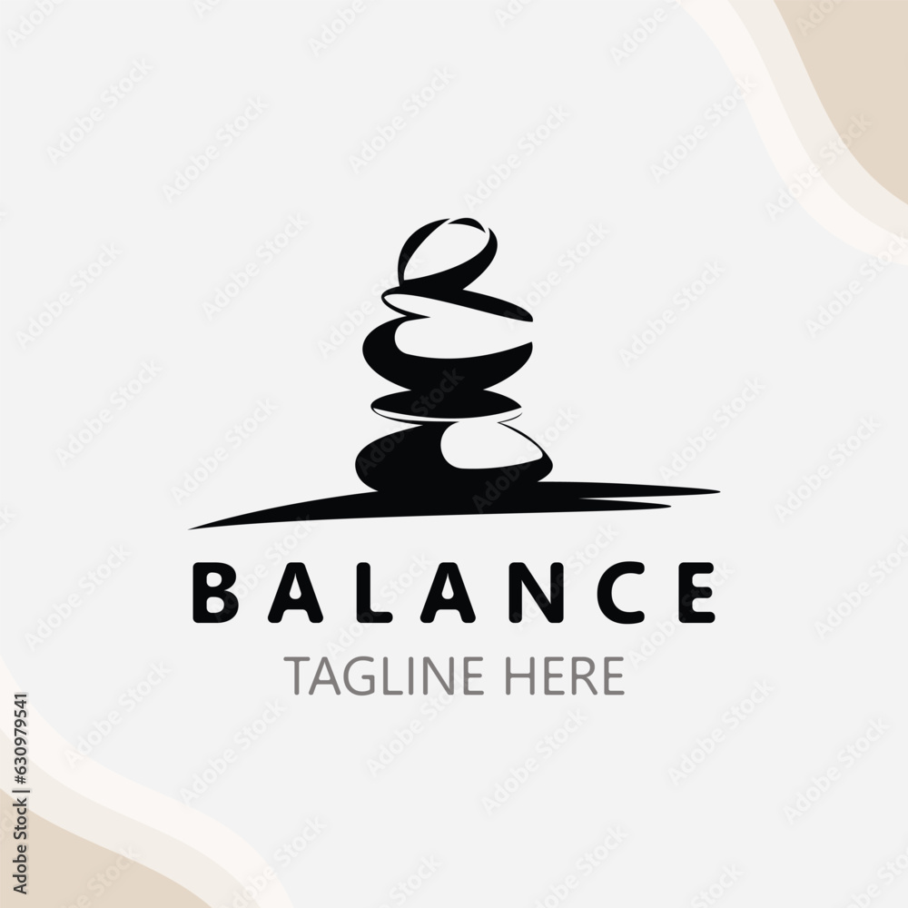 Balance stone logo massage stone yoga, rock arrangement for spa and health meditation symbol