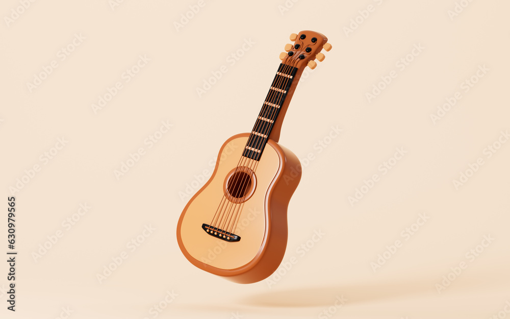 Fototapeta premium Cartoon guitar model, 3d rendering.