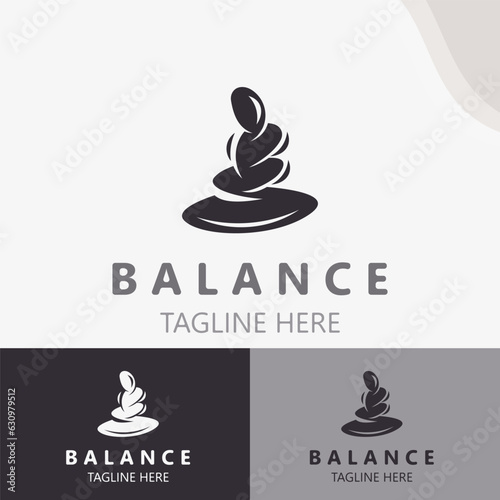 Balance stone logo massage stone yoga, rock arrangement for spa and health meditation symbol