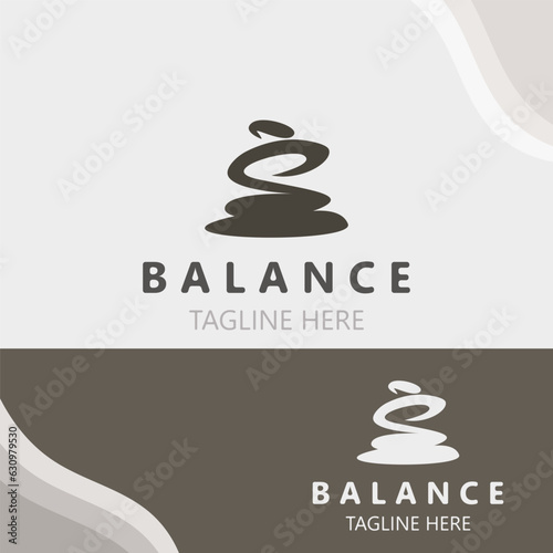 Balance stone logo massage stone yoga, rock arrangement for spa and health meditation symbol