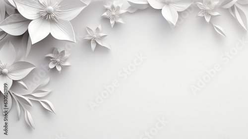 white paper flowers background  wedding decoration  bridal bouquet  greeting card template  copy space