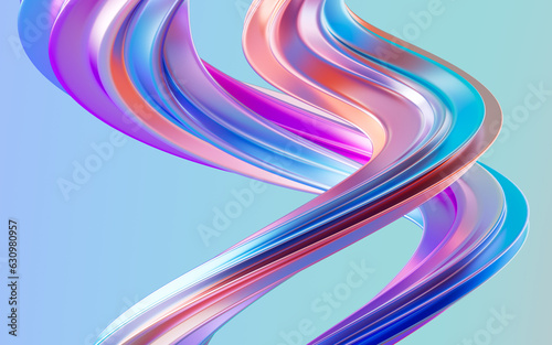 Abstract gradient curve background, 3d rendering.