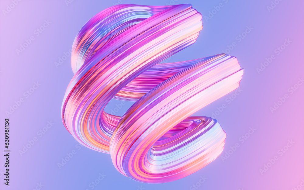 Abstract gradient curve background, 3d rendering.
