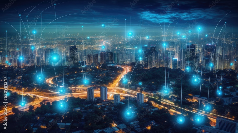 Obraz premium 5G provides reliable and low-latency connections for a massive number of IoT devices, enabling seamless communication