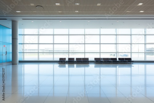 Empty departure lounge in airport, AI Generated