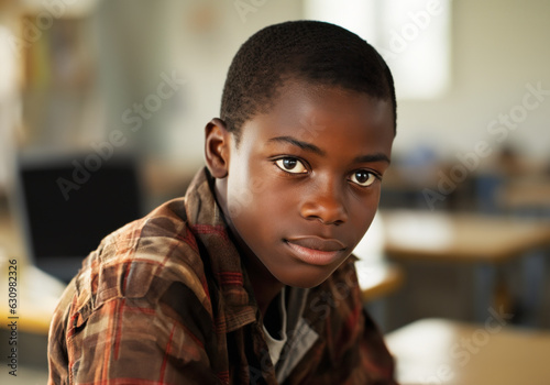 Young black teenager in his class, generative ai