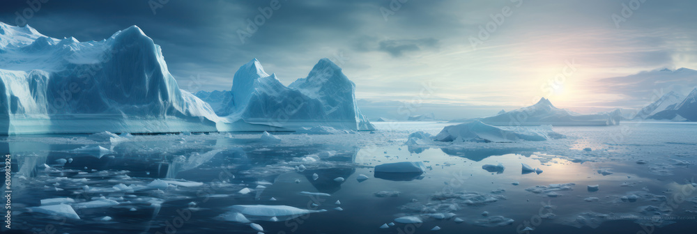 Panorama of a glacier of frozen ocean water Panorama of a glacier of frozen ocean water