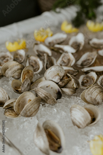 Open Shell Clams over Ice served with Lemon