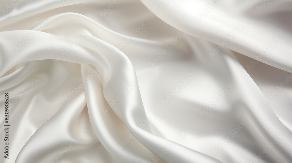 Obraz premium Close up of white silk fabric, textile texture, background, generative AI