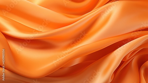 Close up of orange silk fabric, textile texture, background, generative AI © Teppi