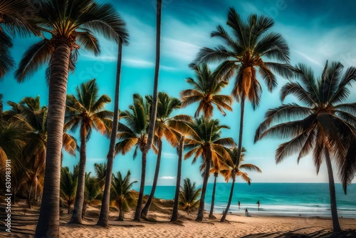 palm trees on the beach Generated by AI © rai stone