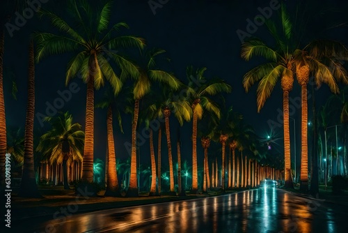 palm trees at night Generated by AI © rai stone
