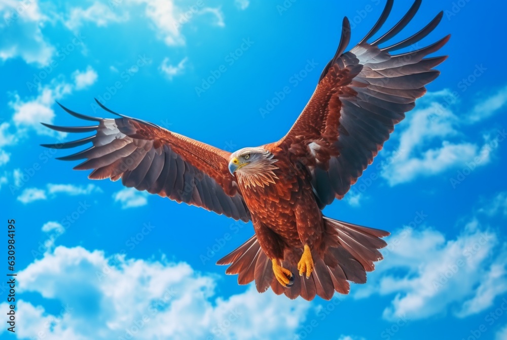 Obraz premium eagle flying in the air with clear blue sky. generative ai