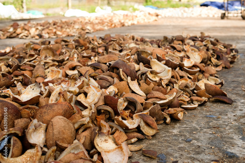 Dried copra from selected coconuts is used to extract coconut oil