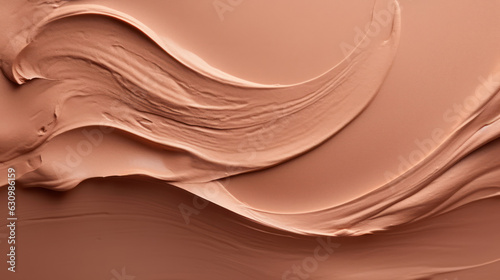 Cosmetic smears of creamy dark skin texture on a beige background
