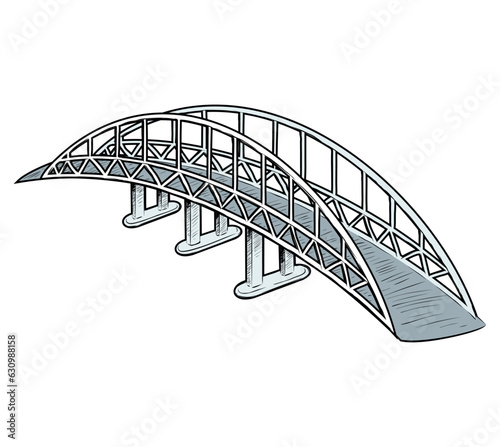 Vector bridge illustration. Isolated on white background.