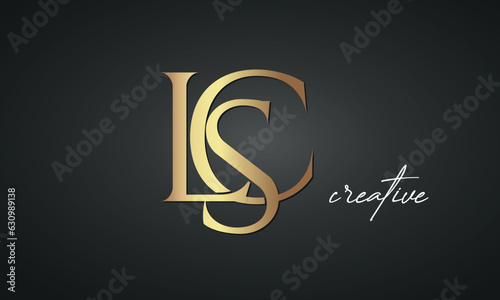 luxury letters LSC golden logo icon premium monogram, creative royal logo design	 photo