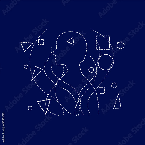 Futuristic abstract - Molecule technology with polygonal shapes on dark blue background. Digital technology concept design Vector illustration.