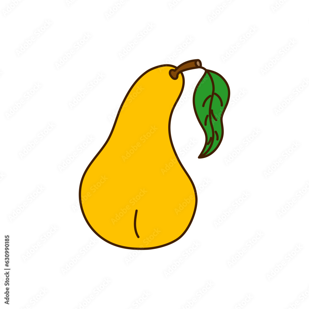 Hand-drawn pear on a transparent background. Isolated vector illustration of juicy fruit Hand-drawn pear on a transparent background. Isolated vector illustration of juicy fruit