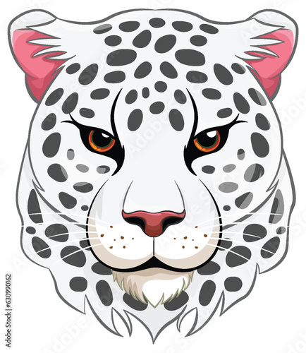 White Tiger Head Cartoon Illustration